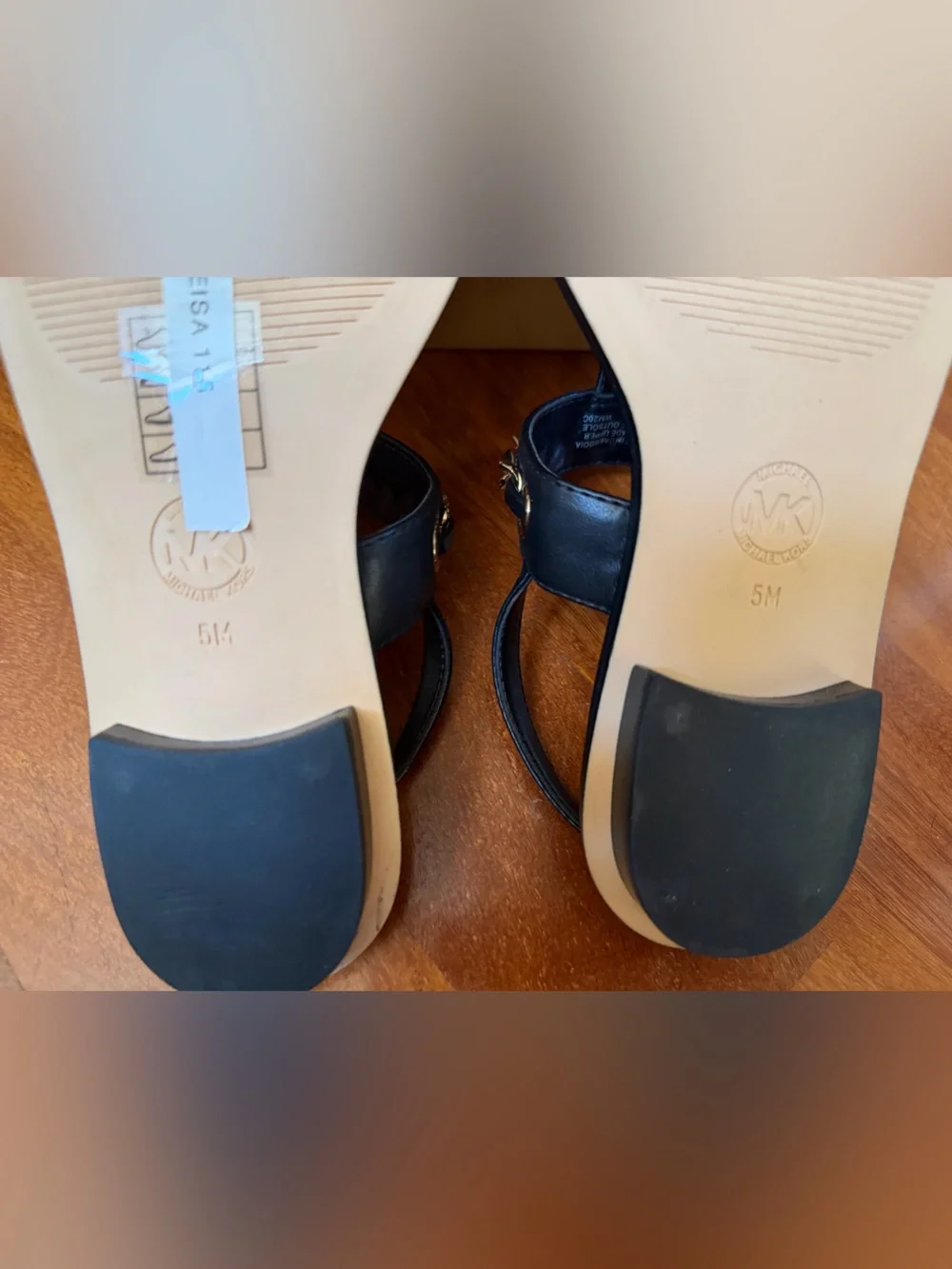 Michael Kors Elsa Thong NAPA Leather Sandals US 5 M Black